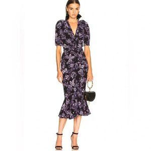 Veronica Beard Purple/Black Floral Kent Dress